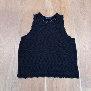 Gap Black Crochet Cotton Knit Tank Top